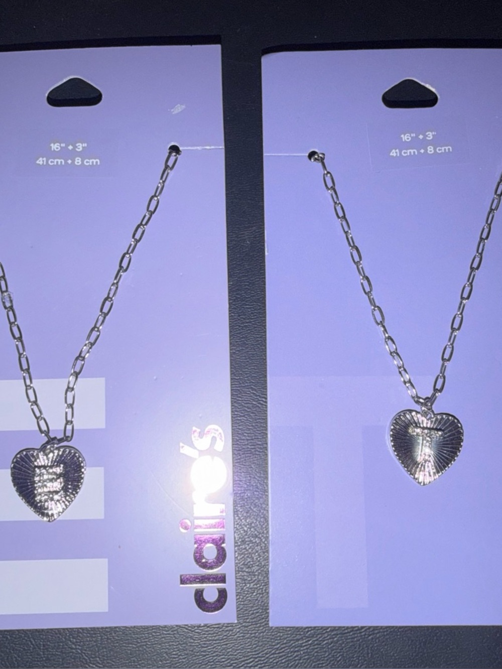 Silver color Heart “T” & “E” heart Necklace -